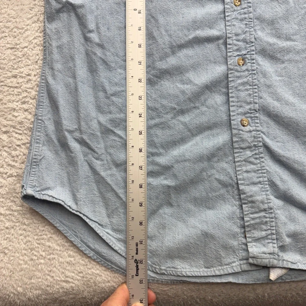Woolrich Mens Blue Cotton Chamois Long Sleeve Button‎ Down Shirt L Made in USA